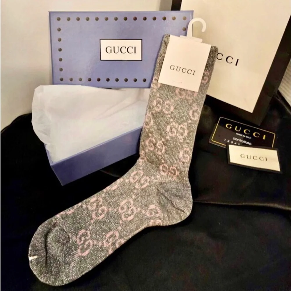 Grey & Pink Metallic Socks Med 5-9 NWT - Picture 2 of 10